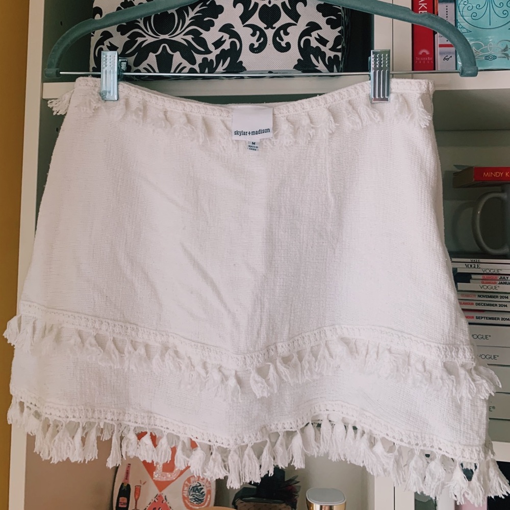 Skylar + Madison White Tassel Skirt